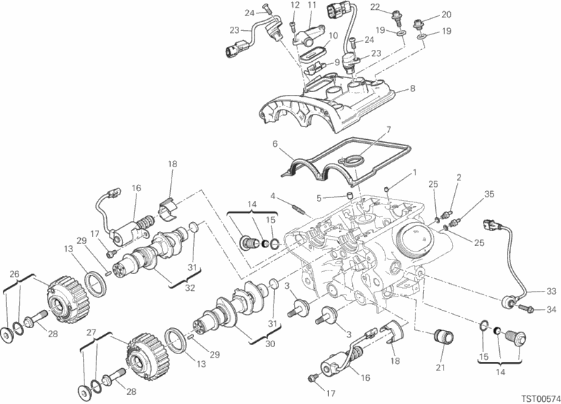 Alle Teile für das Vertikaler Zylinderkopf - Timing des Ducati Diavel Xdiavel Sport Pack Brasil 1260 2019
